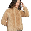 Women Polyester Fluffy Light Brown Jacket