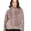 Women Polyester Fluffy Brown Jacket