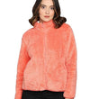 Women Polyester Fluffy Pink Jacket