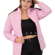 Women Hooded Collar Baby Pink Jacket