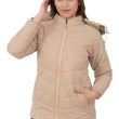 Women Hooded Collar Beige Jacket