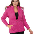 Women Hooded Collar Pink Jacket