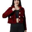 Women Solid Faux Fur Maroon Jacket