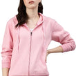 Women Solid Cotton Pink Hooded