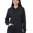 Women Cotton Plain Charcoal Melange Hooded