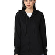 Women Cotton Plain Black Hooded