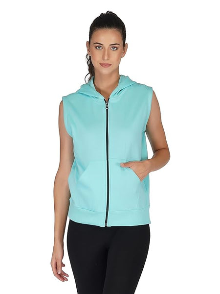 Women Half Sleeves Aqua Blue Jacket