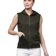 Women Half Sleeves Olive Green Jacket