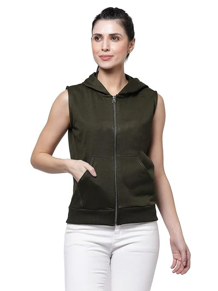 Women Half Sleeves Olive Green Jacket