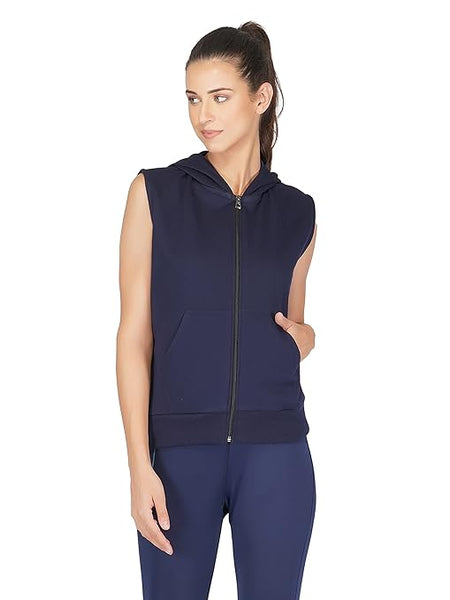 Women Half Sleeves Navy Blue Jacket