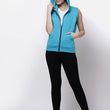 Women Half Sleeves Torquise Blue Jacket