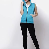 Women Half Sleeves Torquise Blue Jacket