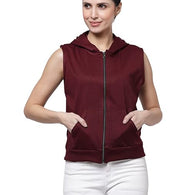 Women Half Sleeves Wine Jacket