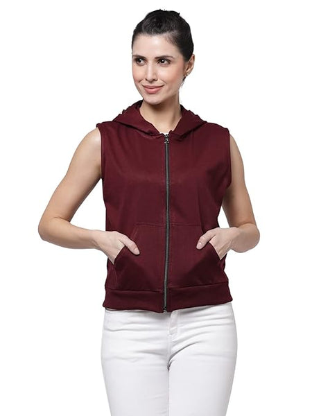 Women Half Sleeves Wine Jacket