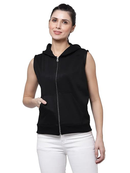 Women Half Sleeves Black Jacket