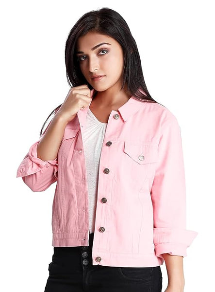 Women Denim Pink Jacket