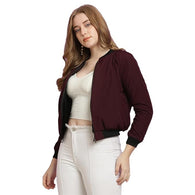 Women Regular Maroon  Jacket