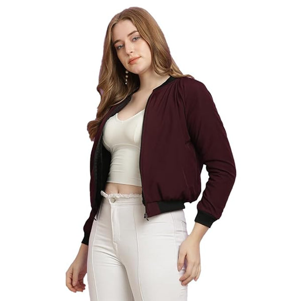 Women Regular Maroon  Jacket