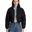 Women Solid Puffer Jet Black Jacket