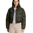 Women Solid Puffer Olive Green Jacket