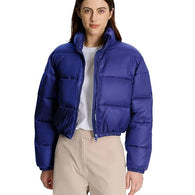 Women Solid Puffer Dark Blue Jacket