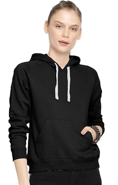 Women Winter Neck Black Hooded