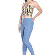 Women Strechable Denim Ice Blue Jeans