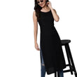 Black Women Sleeveless Straight Kurti