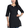 Black Women Cotton V-Neck Short Kurtis