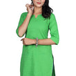 Green Women Cotton V-Neck Short Kurtis