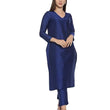 Blue Women Cotton Blend Regular Kurta Set