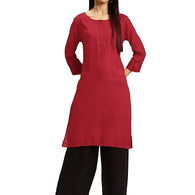 Classic Maroon Women Rayon Straight Kurti