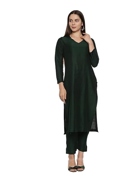 Black Women Cotton Blend Regular Kurta Set