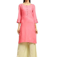 Classy Pink Women Rayon Straight Kurti