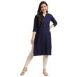 Stylish Navy Women Rayon Straight Kurti