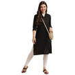 Classic Black Women Rayon Straight Kurti