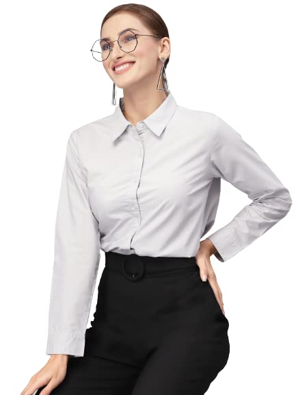 Women Cotton Regular Formal Grey Shirt