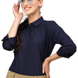 Women Cotton Regular Formal Navy Blue Shirt