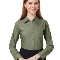 Women Cotton Regular Formal Olive Shirt