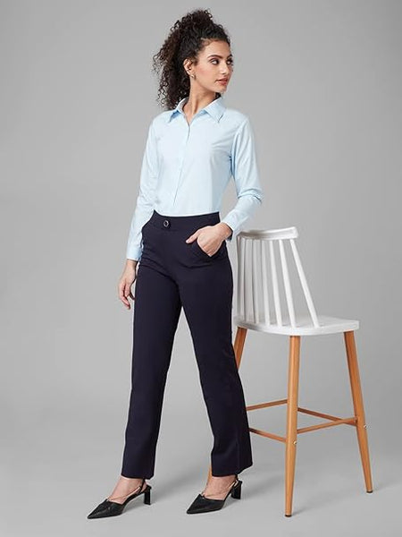 Women Cotton Regular Formal Sky Blue Shirt