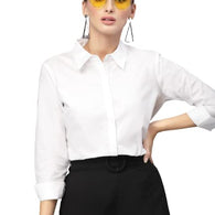 Women Cotton Regular Formal White Shirt