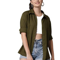 Women Solid Casual Green Shirt