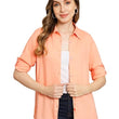 Women Solid Casual Peach Shirt