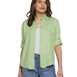 Women Solid Casual Pista Green Shirt