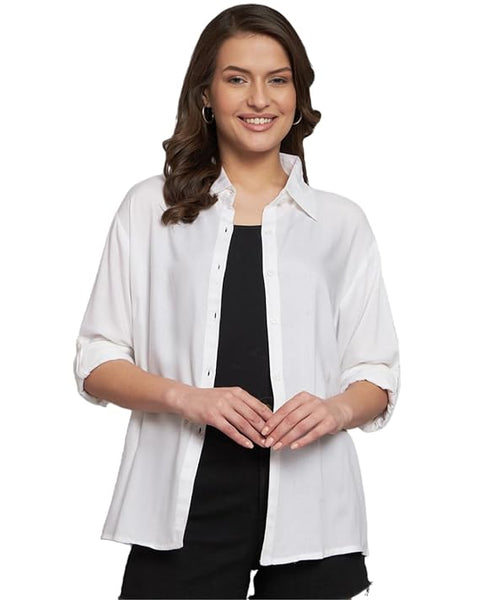 Women Solid Casual White Shirt