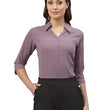 Women Poly Solid Lavender Shirt