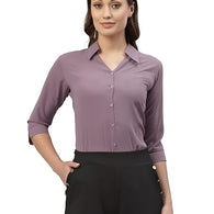 Women Poly Solid Lavender Shirt