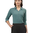 Women Poly Solid Mint Green Shirt