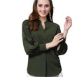 Women Poly Solid Mehndi Green Shirt