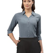 Women Poly Solid Grey Shirt